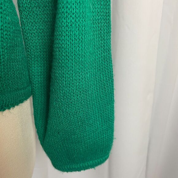 Vintage Cardigan Sweater Womens Size Small Kelly Green Button Knit Minimal 80s - Picture 8 of 13